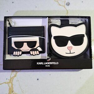 Karl & Choupette Cat Black & White Shoulder Bag & Card Case Two Piece Set NWT